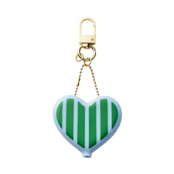 Kate Spade New York X Target Green Blue Striped Heart Coin Purse Keychain Limite - Picture 1 of 4
